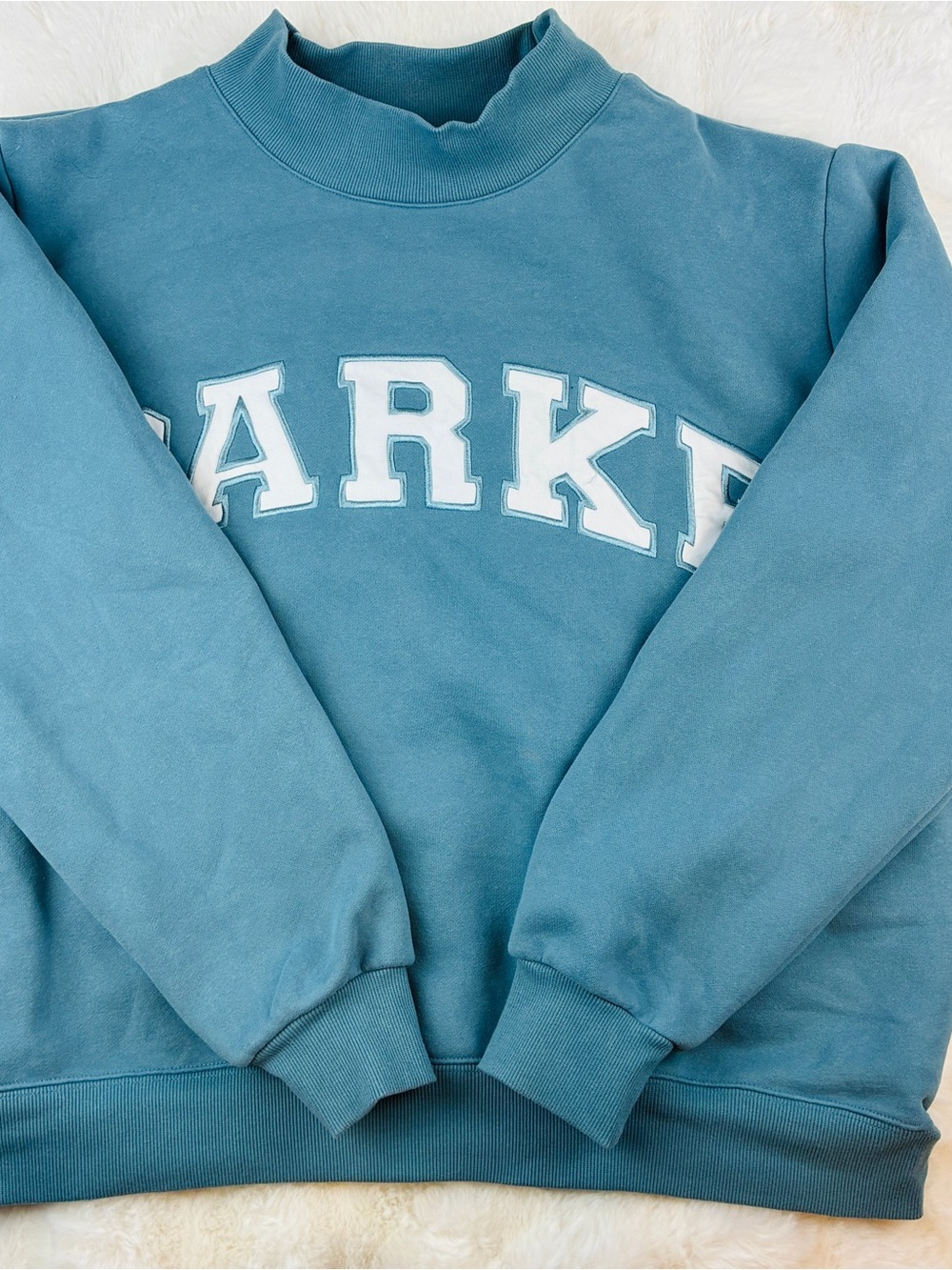 Teal Pullover Sweatshirt with Letter Applique